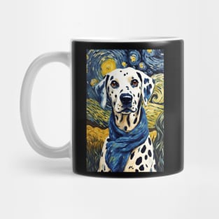 Cute Dalmatian Dog Breed Painting in a Van Gogh Starry Night Art Style Mug